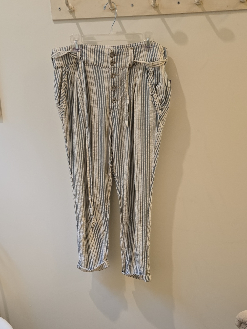 Free People...Striped Button-Fly Casual Pants -..